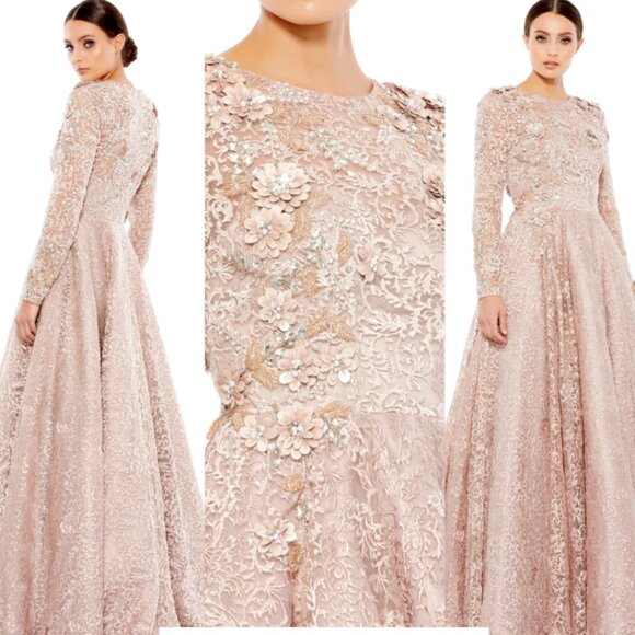 Mac Duggal Style 5124 Embellished Long Sleeve Illusion Gown Dress main image 0